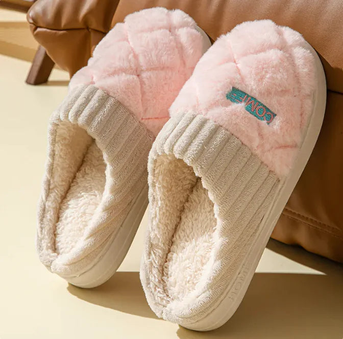 Rhombic Plush Slippers