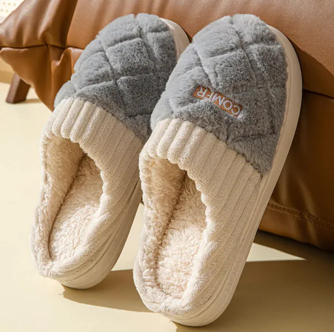 Rhombic Plush Slippers