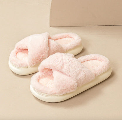 Women's Fluffy Cross Slippers